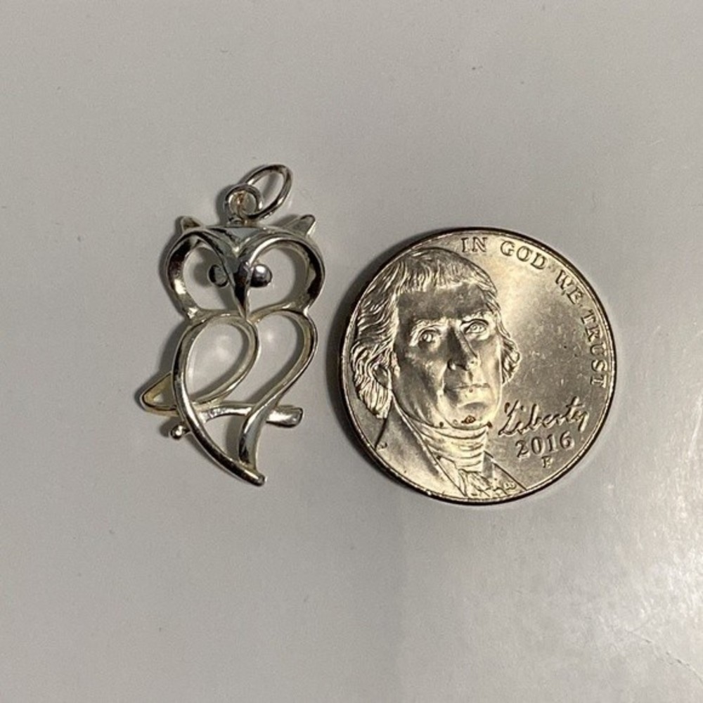 Sterling Silver Owl Charm Pendant - Picture 4 of 5